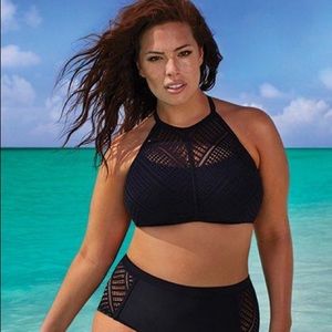 Ashley Graham Charlatan Crochet High Neck Bikini